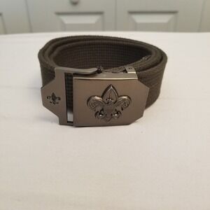 Boy Scouts of America BSA Mens Olive Drab Web Belt Gunmetal Fleur-De-Lis Buckle